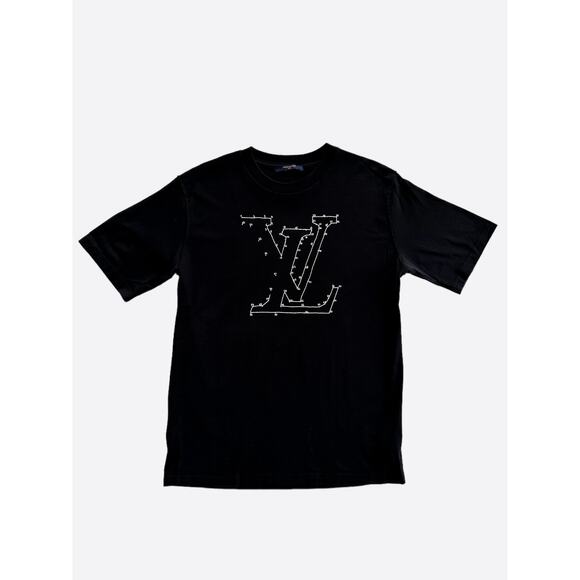 Louis Vuitton Black & White LV Stitch Logo T-Shirt